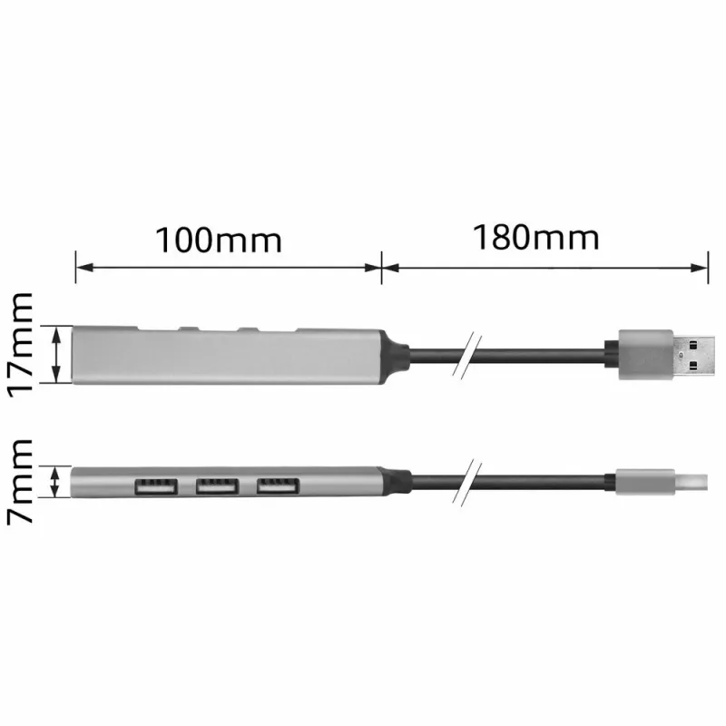 ACT AC6225 USB 2.0 Hub 480 Mbit/s sivý hliník