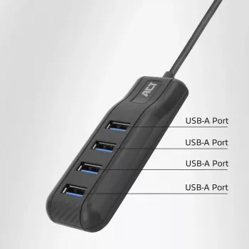 ACT AC6320 Rozhranie Hub USB 3.2 Gen 1 (3.1 Gen 1) Type-A 5000 Mbit/s čierny