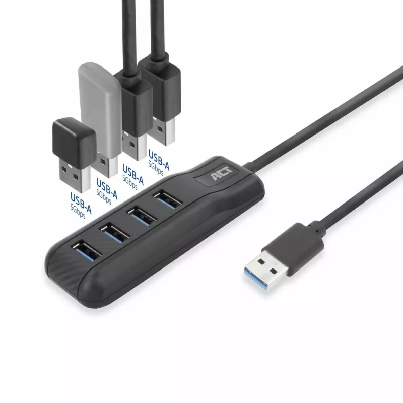 ACT AC6320 Rozhranie Hub USB 3.2 Gen 1 (3.1 Gen 1) Type-A 5000 Mbit/s čierny