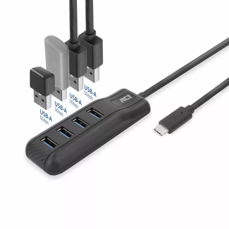 ACT AC6420 Rozhranie Hub USB 3.2 Gen 1 (3.1 Gen 1) Type-C 5000 Mbit/s čierny