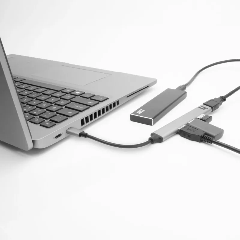 USB Hub ACT AC6425 Type-C 5000 Mbit/s hliník sivý