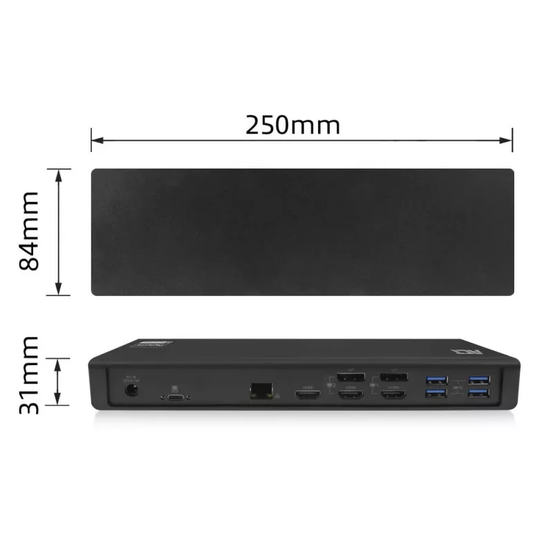 ACT USB-C dokovacia stanica 4K, pre 2 alebo 3 HDMI/DisplayPort monitory, DisplayLink