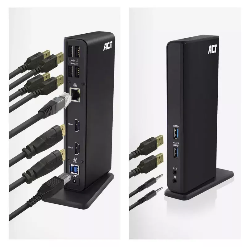 ACT Univerzálna USB-C alebo USB-A dokovacia stanica, pre 2 HDMI monitory, DisplayLink