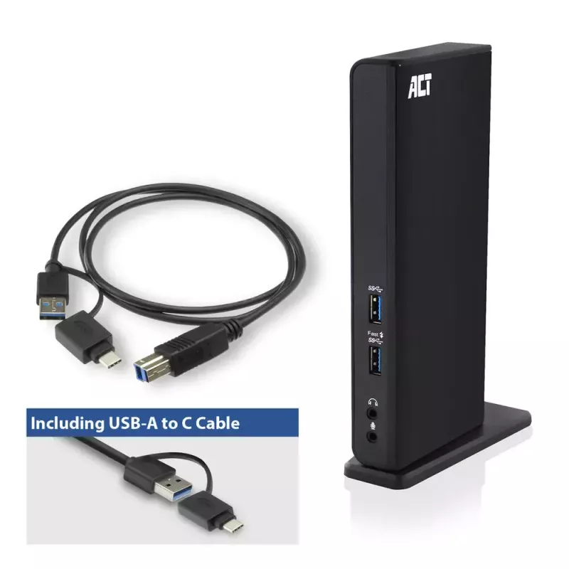 ACT Univerzálna USB-C alebo USB-A dokovacia stanica, pre 2 HDMI monitory, DisplayLink