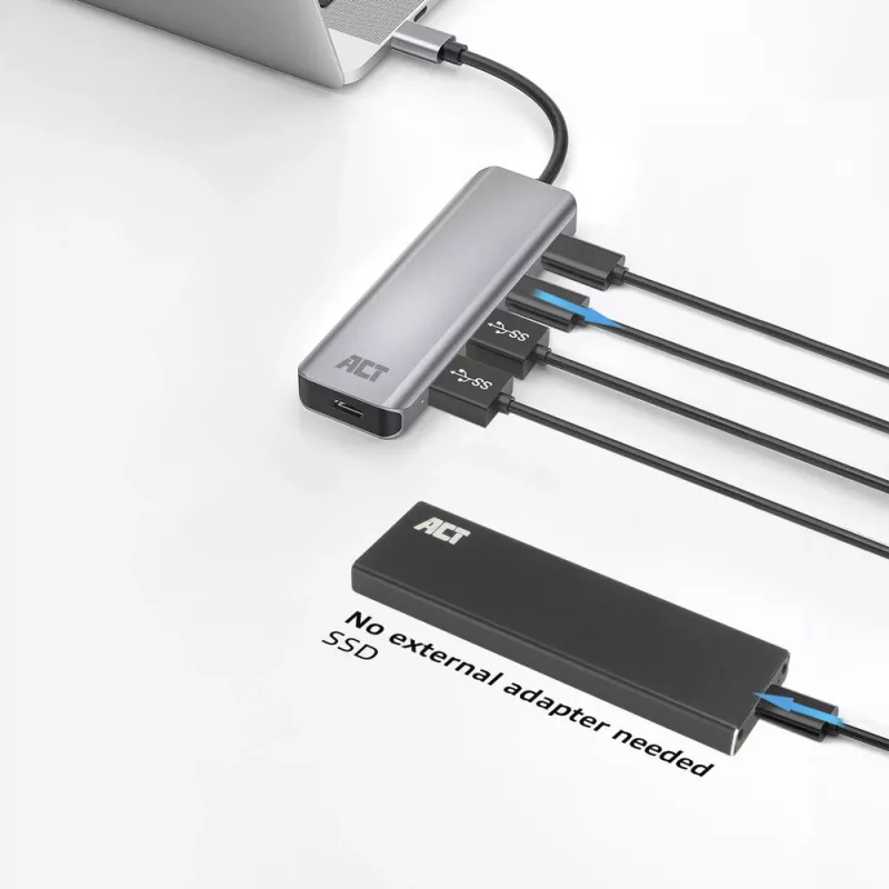 ACT AC7072 USB 3.2 Gen 1 Type-C Hub 5000 Mbit/s čierna sivá