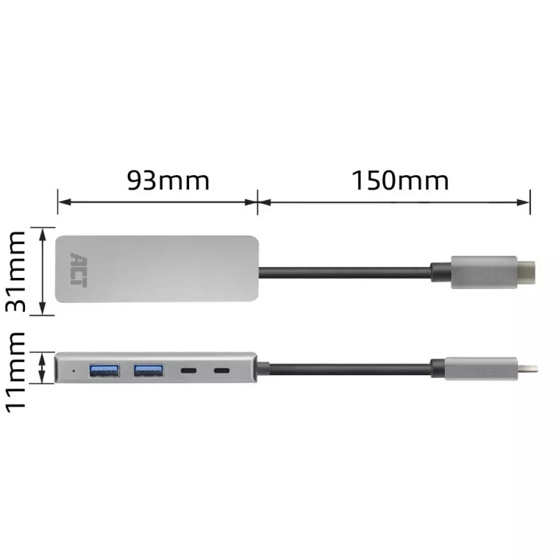 ACT AC7072 USB 3.2 Gen 1 Type-C Hub 5000 Mbit/s čierna sivá