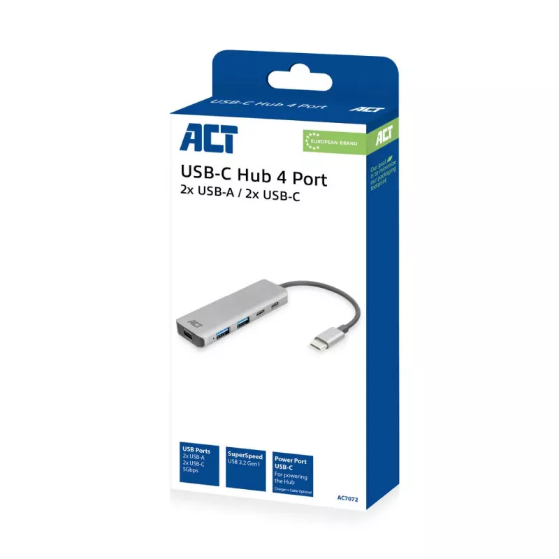 ACT AC7072 USB 3.2 Gen 1 Type-C Hub 5000 Mbit/s čierna sivá