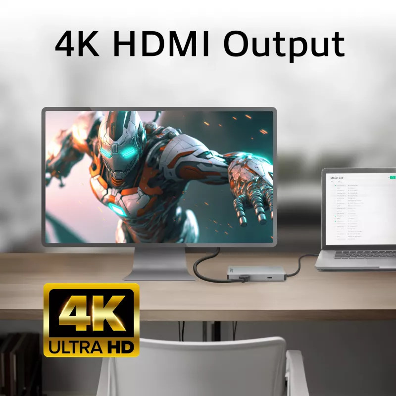ACT USB-C 4K dokovacia stanica pre 1 HDMI monitor, Ethernet, USB-C, USB-A, čítačka kariet a PD priechod