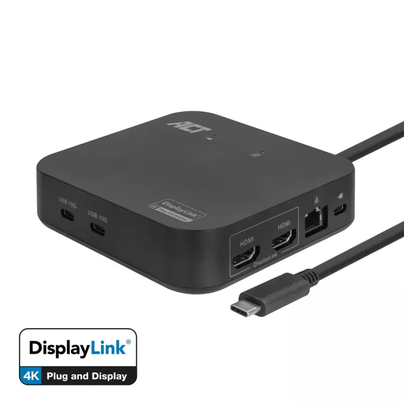 ACT Univerzálna USB-C dokovacia stanica 4K, pre 2 HDMI/DisplayPort monitory, DisplayLink, kompaktný dizajn