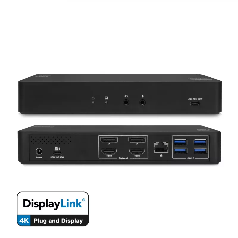 ACT USB-C dokovacia stanica 4K, pre 2 HDMI alebo DisplayPort monitory, DisplayLink