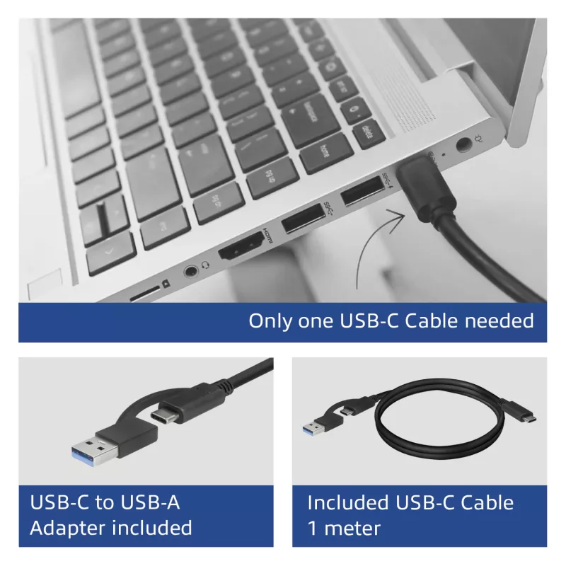 ACT USB-C dokovacia stanica 4K, pre 2 HDMI alebo DisplayPort monitory, DisplayLink