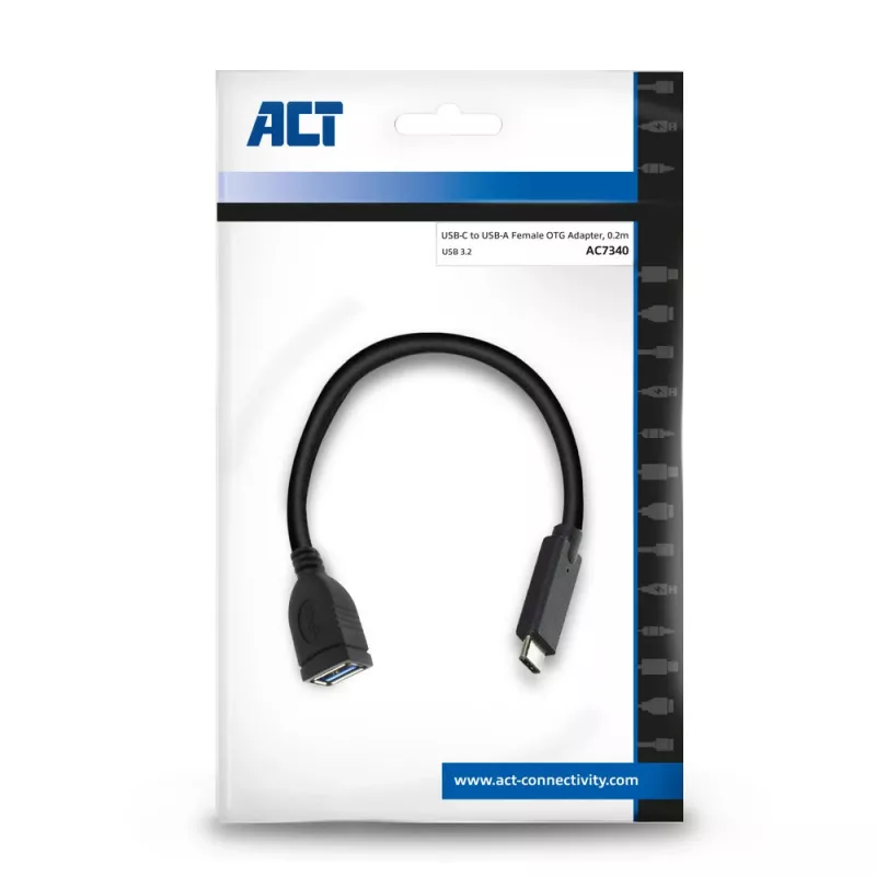 ACT USB 3.0 kábel OTG USB-C konektor samec na USB-A konektor samica 0,2 m 5 Gbit/s