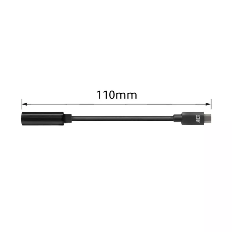 Audio kábel ACT AC7380 0,11 m 3,5 mm konektor samica USB Type-C konektor samec čierny