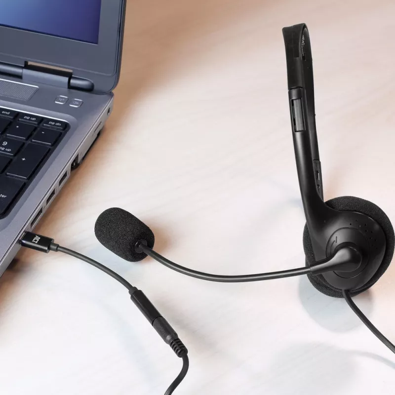 Audio kábel ACT AC7380 0,11 m 3,5 mm konektor samica USB Type-C konektor samec čierny