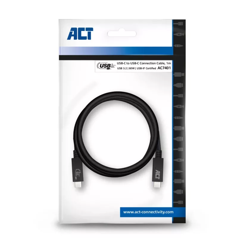 ACT USB 3.0 kábel USB-C USB-IF certifikovaný 1 meter 5 Gbit/s