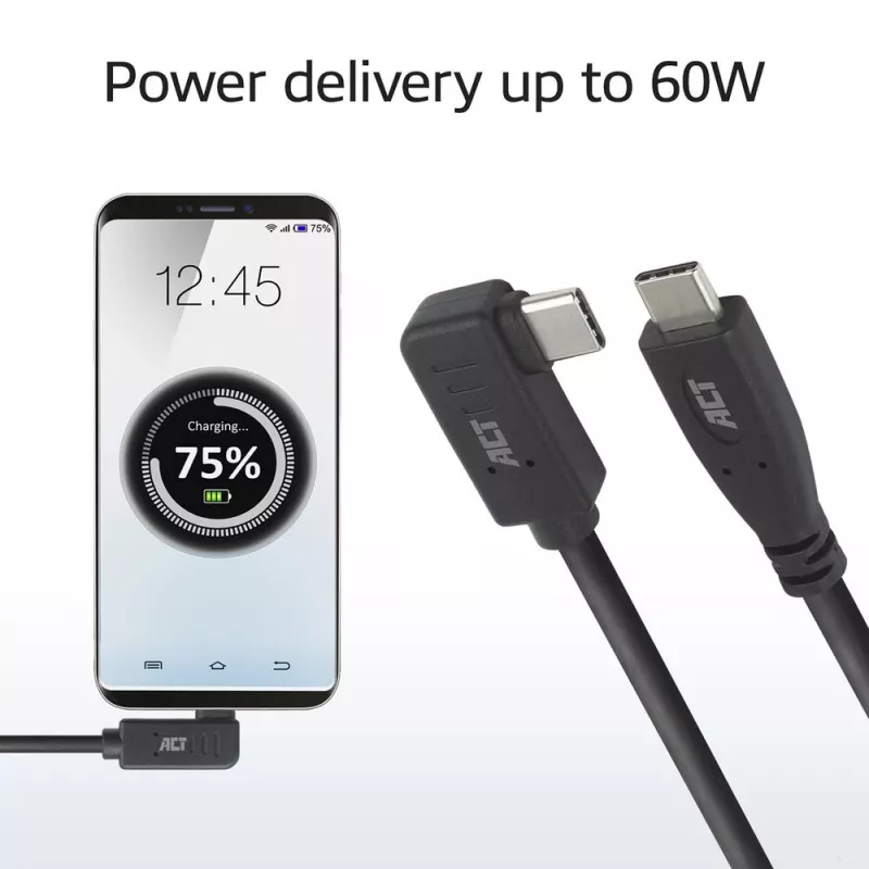 ACT USB 3.0 uhlový kábel USB-C 1 meter 5 Gbit/s čierny