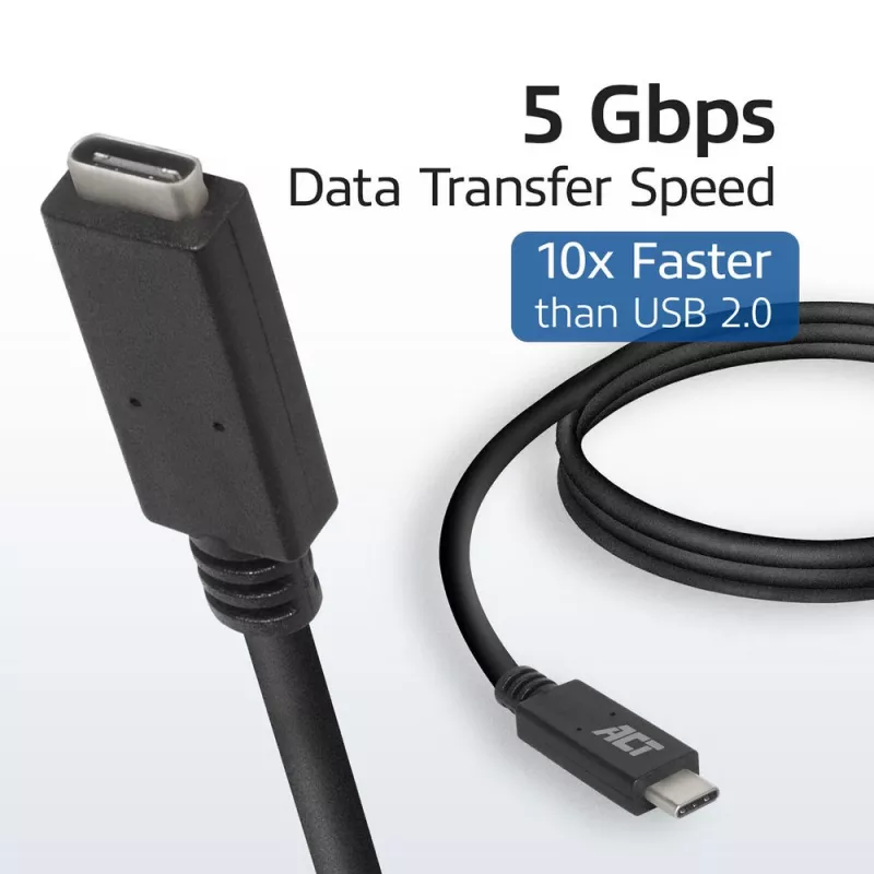 ACT USB 3.0 predlžovací kábel USB-C 2 metre 5 Gbit/s čierny