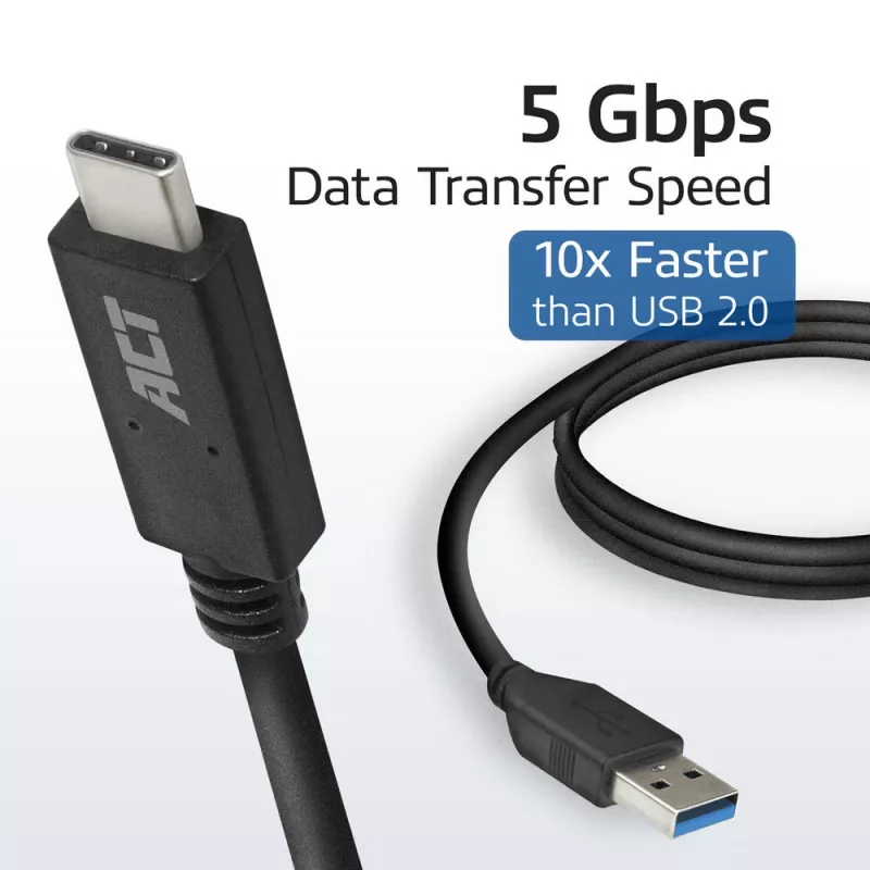 ACT USB 3.0 kábel USB-A na USB-C 2 metre 5 Gbit/s čierny