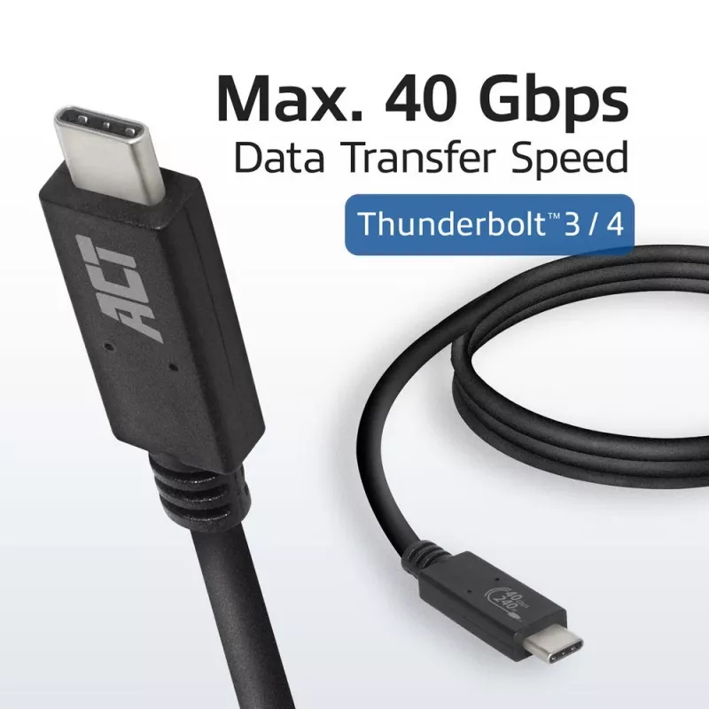 ACT USB4® 40Gbps 240W USB Type-C® kábel, USB-IF certifikovaný, 0,8 metra