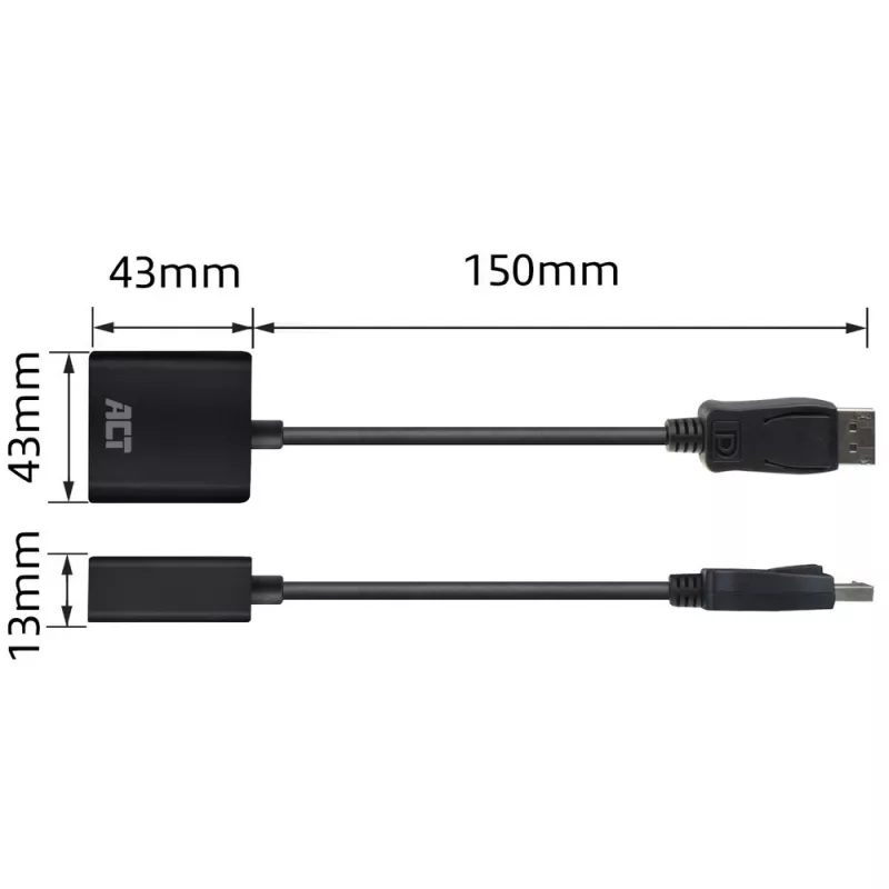 ACT DisplayPort konektor samec na DVI konektor samica adaptér 0,15 m AC7510