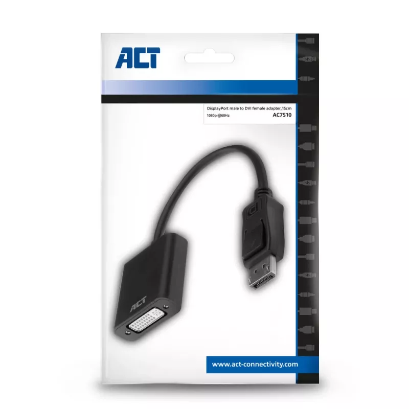 ACT DisplayPort konektor samec na DVI konektor samica adaptér 0,15 m AC7510