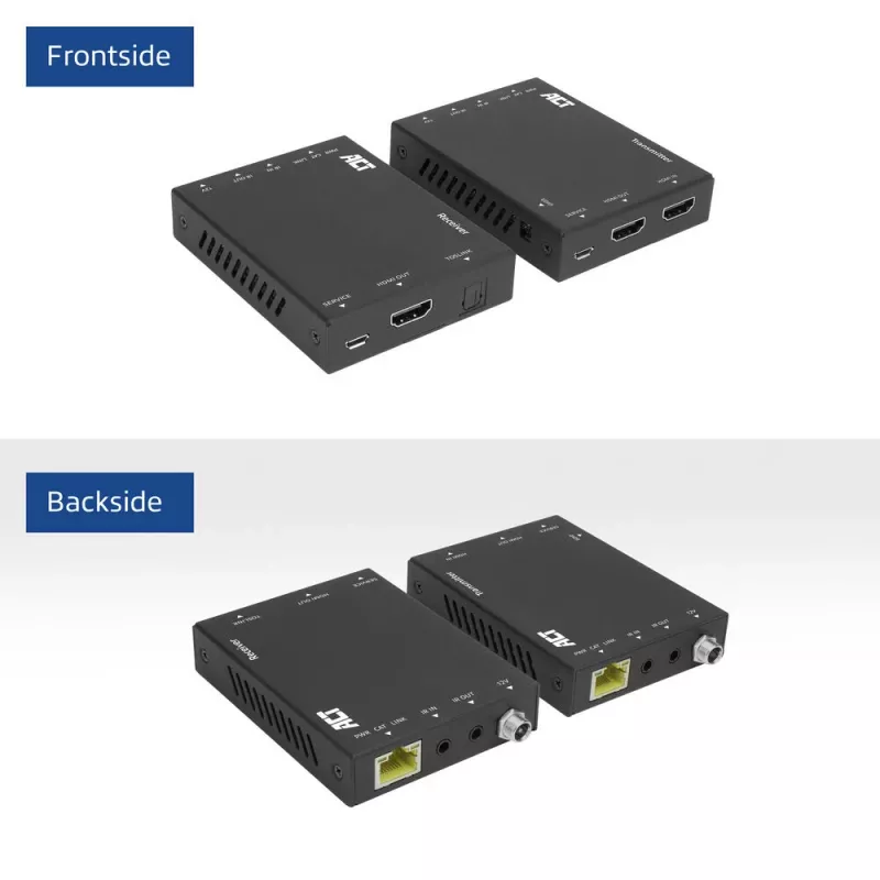 AV vysielač a prijímač ACT 4K HDMI 2.0 Extender set cez CAT6 UTP s podporou IR, 60 metrov