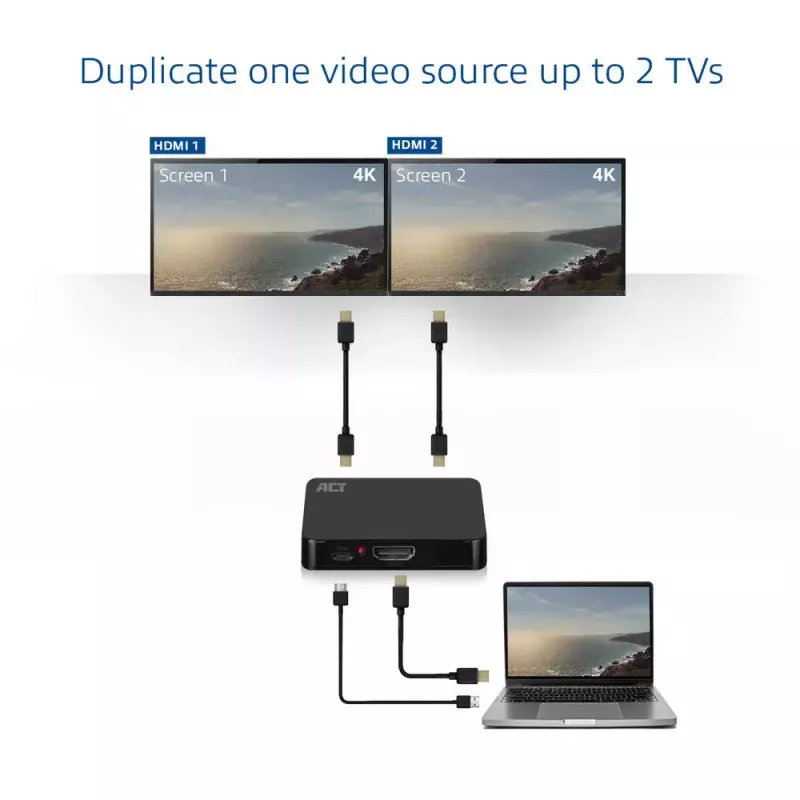 ACT 4K HDMI 1.4 splitter 2 porty 3840 x 2160 pixelov čierna