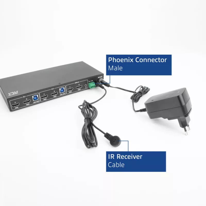 ACT 2-portový Dual HDMI 4K@60Hz KVM switch, USB 3.2 Gen1 (USB 3.0)