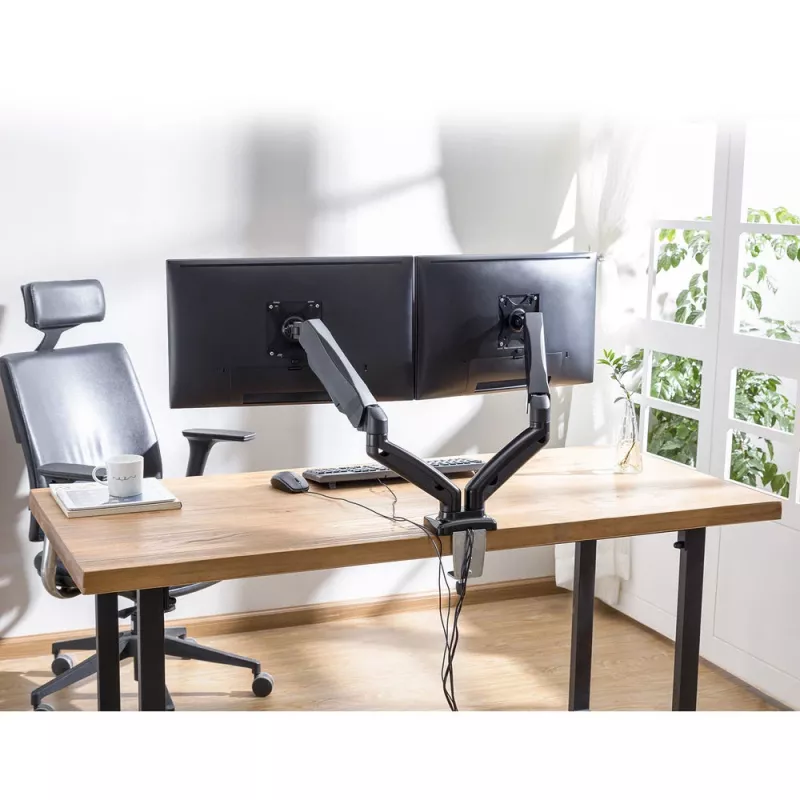 ACT plynová pružina rameno na dva monitory Office svorka/prevlečná montáž 18 kg