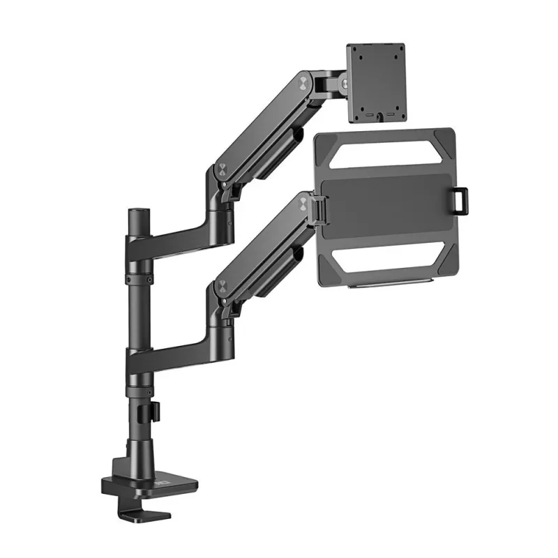 ACT AC8341 rameno pre jeden monitor s držiakom na notebook Office Premium, plynová pružina, montáž na stĺp