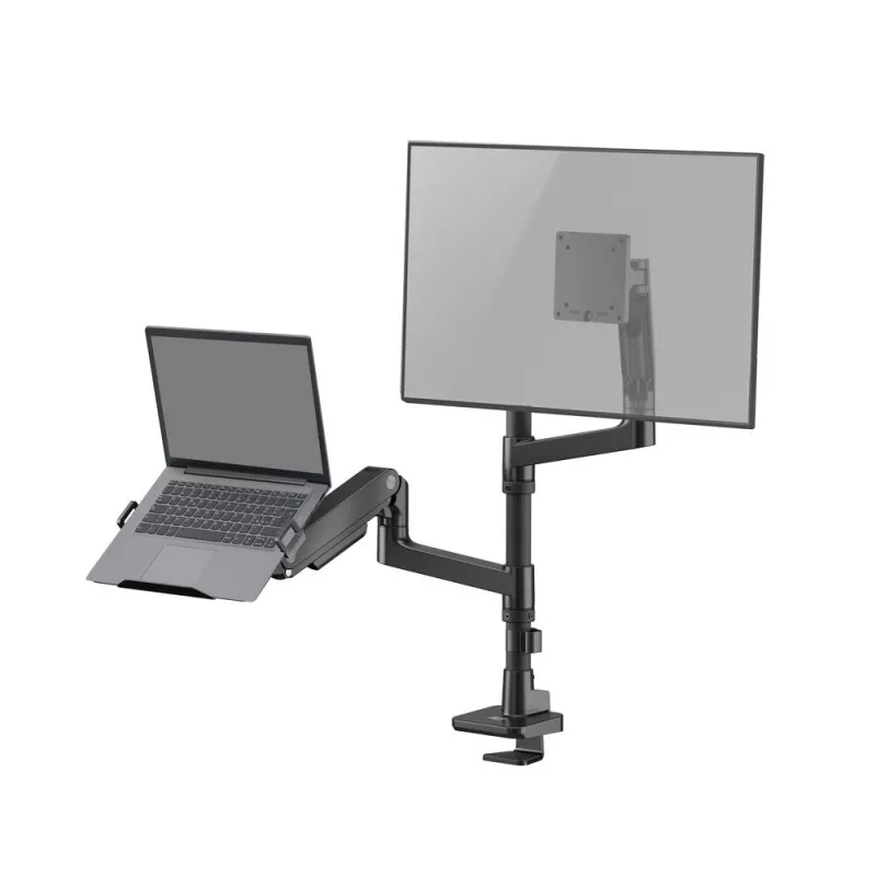 ACT AC8341 rameno pre jeden monitor s držiakom na notebook Office Premium, plynová pružina, montáž na stĺp