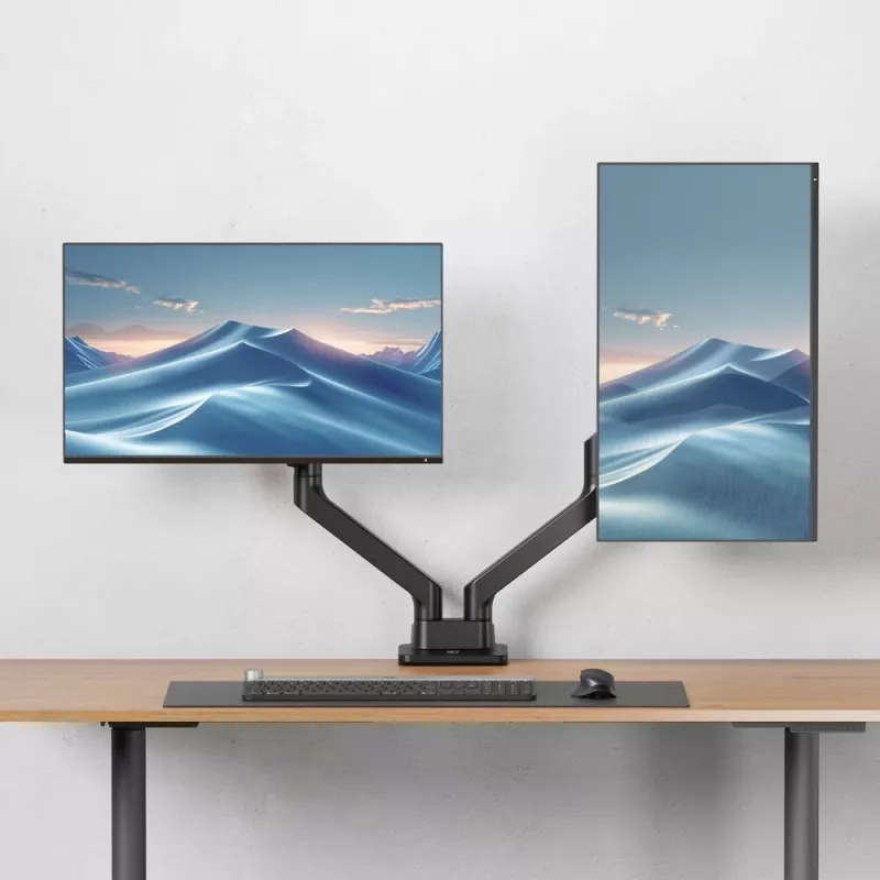 ACT AC8342 rameno pre dva monitory Office Premium, plynová pružina, 2 monitory
