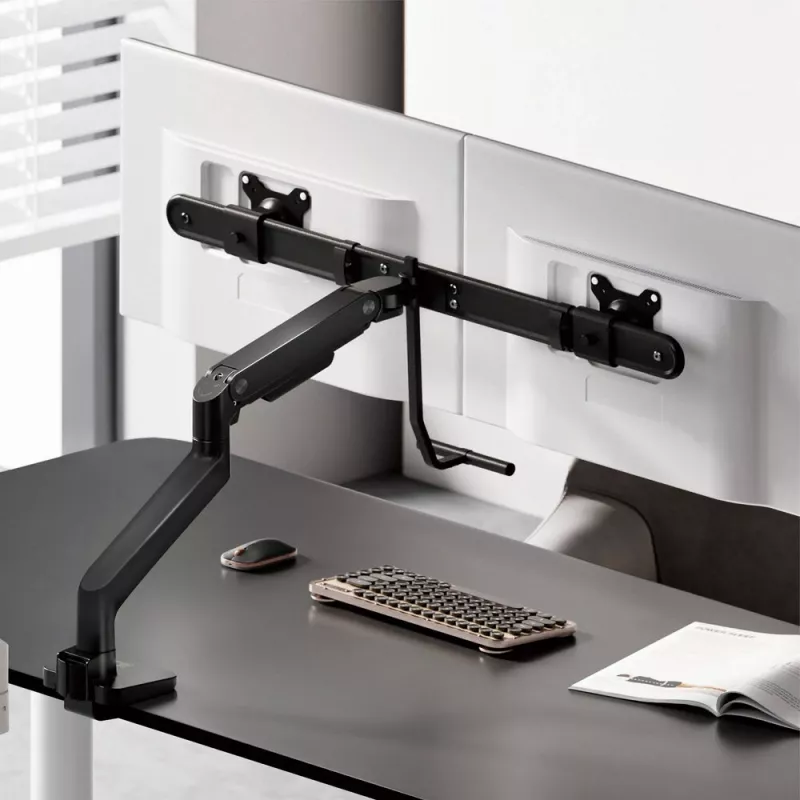 ACT rameno na monitor 32 palcov Office Premium, plynová pružina, priečna tyč, 2 monitory