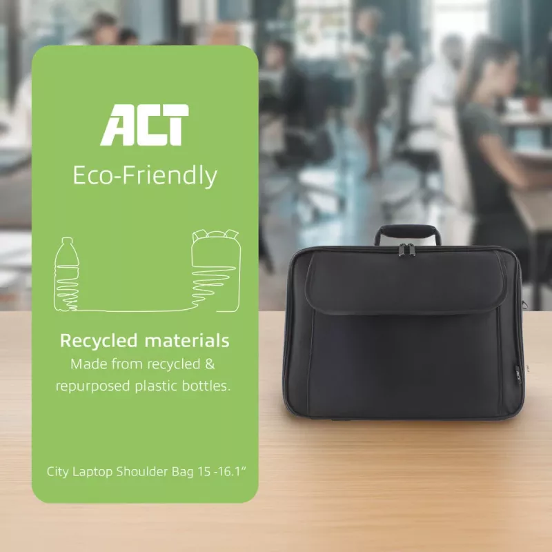 ACT Office ramenná taška na notebooky do 16,1 inch z recyklovaných plastových fliaš