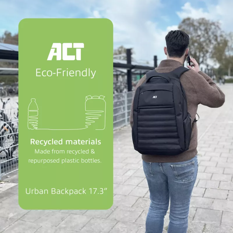 ACT Urban batoh na notebook 17,3 inch z recyklovaných plastových fliaš