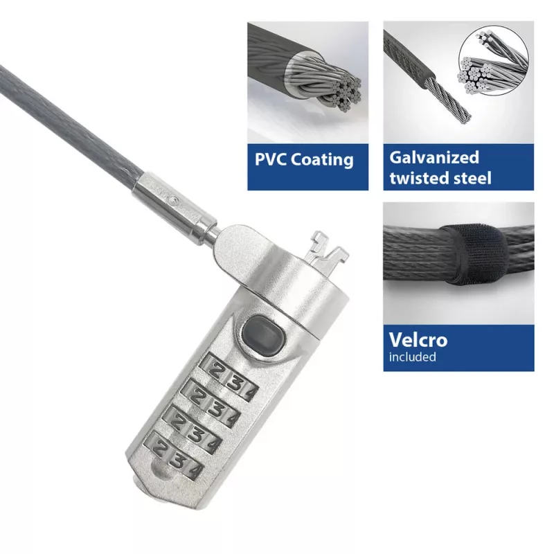 ACT Nano bezpečnostný zámok na notebook s číselným zámkom 2 m kábel