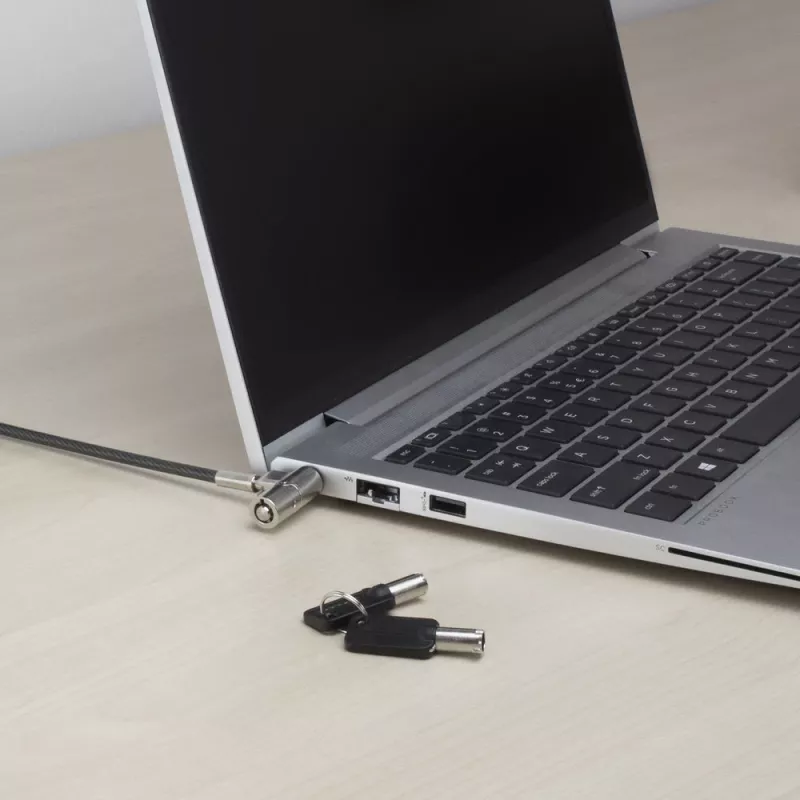 Bezpečnostný zámok na notebook ACT AC9030 kovový s okrúhlym kľúčom 2 m kábel