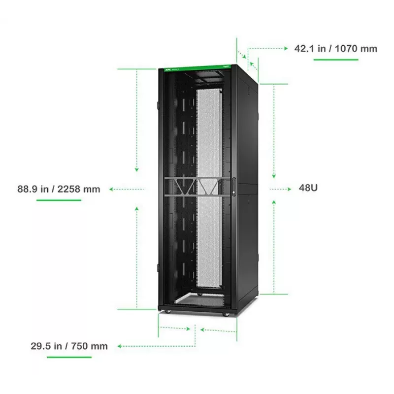 APC NetShelter SX Server Rack Gen 2, 48U, 2258H x 750W x 1070D mm, s bočnými stenami, čierna