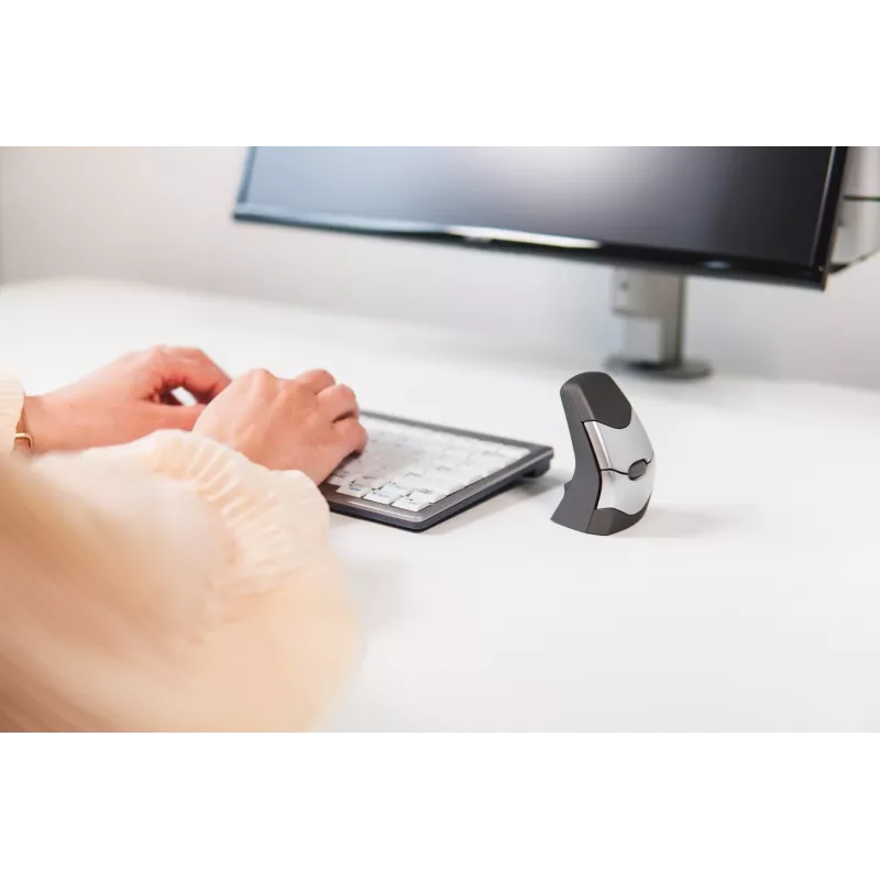 BakkerElkhuizen DXT 2 Precision Mouse Wireless, obojručná, vertikálny dizajn, laser, RF Wireless + Bluetooth, 2000 DPI, čierna, sivá