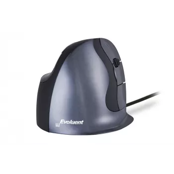 BakkerElkhuizen Evoluent D Large, pravá ruka, vertikálny dizajn, laser, USB Type-A, 3200 DPI, čierna, sivá, strieborná
