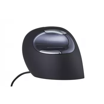 BakkerElkhuizen Evoluent D Large, pravá ruka, vertikálny dizajn, laser, USB Type-A, 3200 DPI, čierna, sivá, strieborná