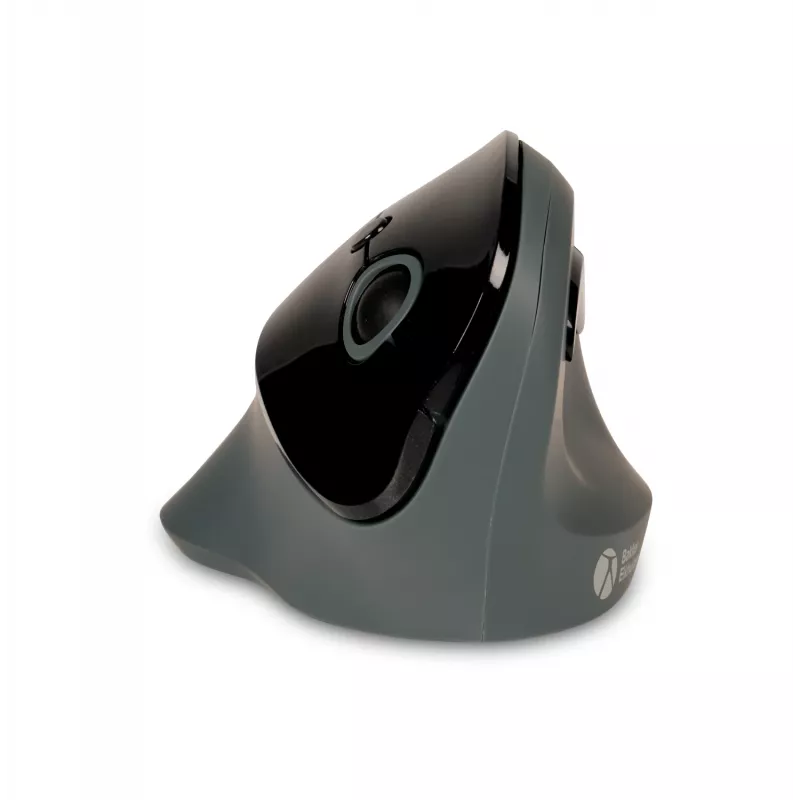 BakkerElkhuizen PRF Mouse Wireless tmavosivá, pravá ruka, vertikálny dizajn, optická, RF Wireless, 1600 DPI, čierna, sivá