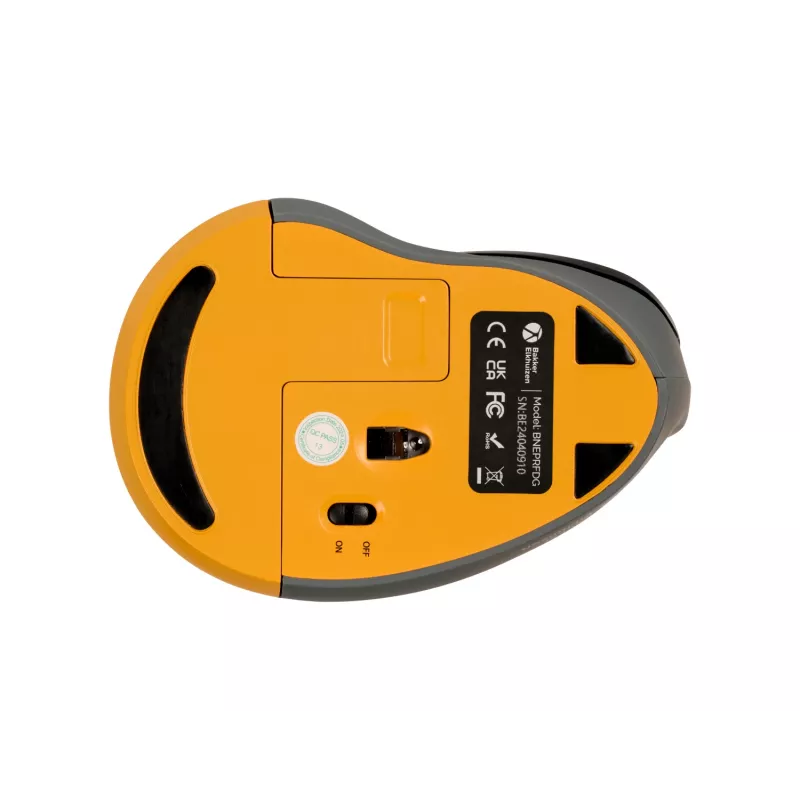 BakkerElkhuizen PRF Mouse Wireless tmavosivá, pravá ruka, vertikálny dizajn, optická, RF Wireless, 1600 DPI, čierna, sivá