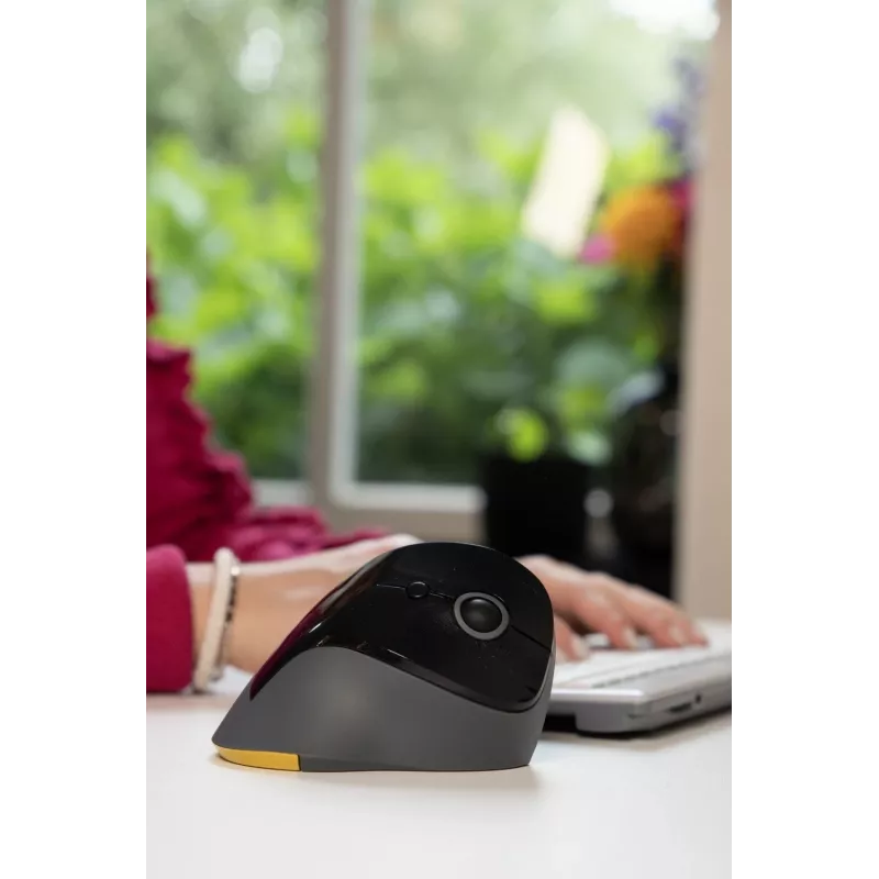 BakkerElkhuizen PRF Mouse Wireless tmavosivá, pravá ruka, vertikálny dizajn, optická, RF Wireless, 1600 DPI, čierna, sivá