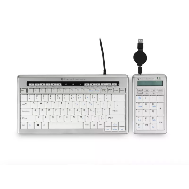 BakkerElkhuizen S-board 840 Numeric klávesnica, USB, PC, 1,2 m, svetlosivá, biela