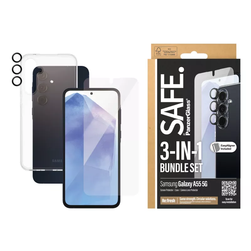 Ochranný balík PanzerGlass Samsung Galaxy A55 5G odolný proti poškriabaniu a nárazom