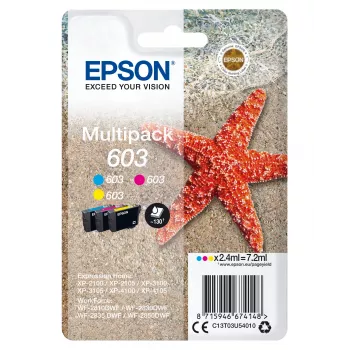 Atramentová kazeta Epson C13T03U54020 — originálna štandardná výťažnosť, azúrová/magenta/žltá, 2,4 ml, 130 strán, 1 kus