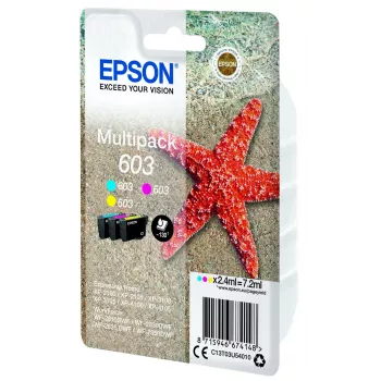 Atramentová kazeta Epson C13T03U54020 — originálna štandardná výťažnosť, azúrová/magenta/žltá, 2,4 ml, 130 strán, 1 kus