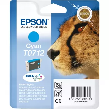 Epson Cheetah samostatné balenie azúrová T0712 DURABrite Ultra atrament, azúrová, 1 ks