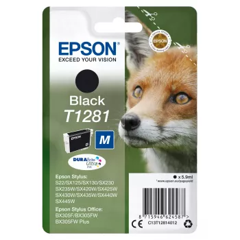 Epson Fox samostatné balenie čierna T1281 DURABrite Ultra atrament, čierna, pigmentový atrament, 5,9 ml, 1 kus